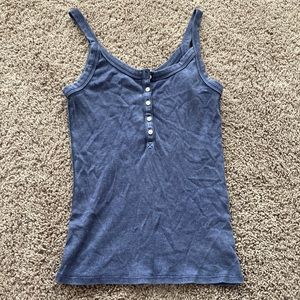 Aerie sleeveless button down Henley tank top; washed blue; sz L
